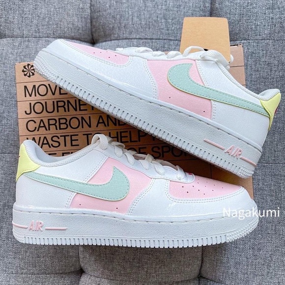 🌸 Nike Air Force 1 Pastel white pink block shoes - Picture 4 of 4